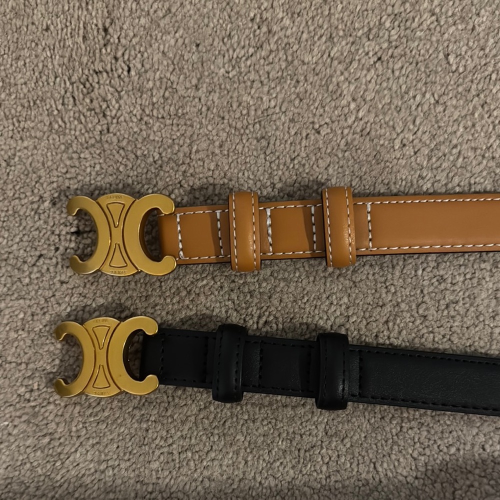 Designer Inspired BRAND NEW Stylish Black and Tan Leather Belt Set
